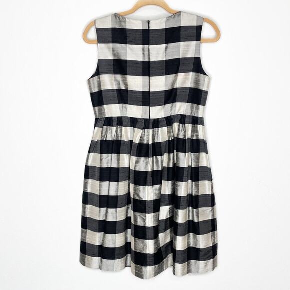 Vian Hunter Buffalo Plaid Retro Silk Sleeveless Pleated Fit and Flare Dress 6 - Picture 7 of 13